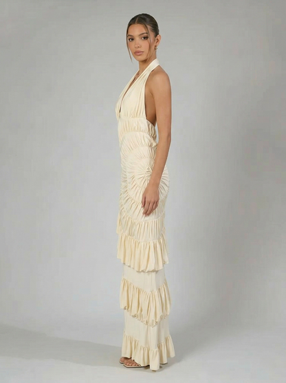 Nadege | Women's Halter Ruffle Maxi Dress