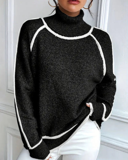 Selene | Oversized Contrast Turtleneck Sweater
