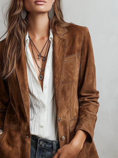 Odile | Button-Down Suede Blazer