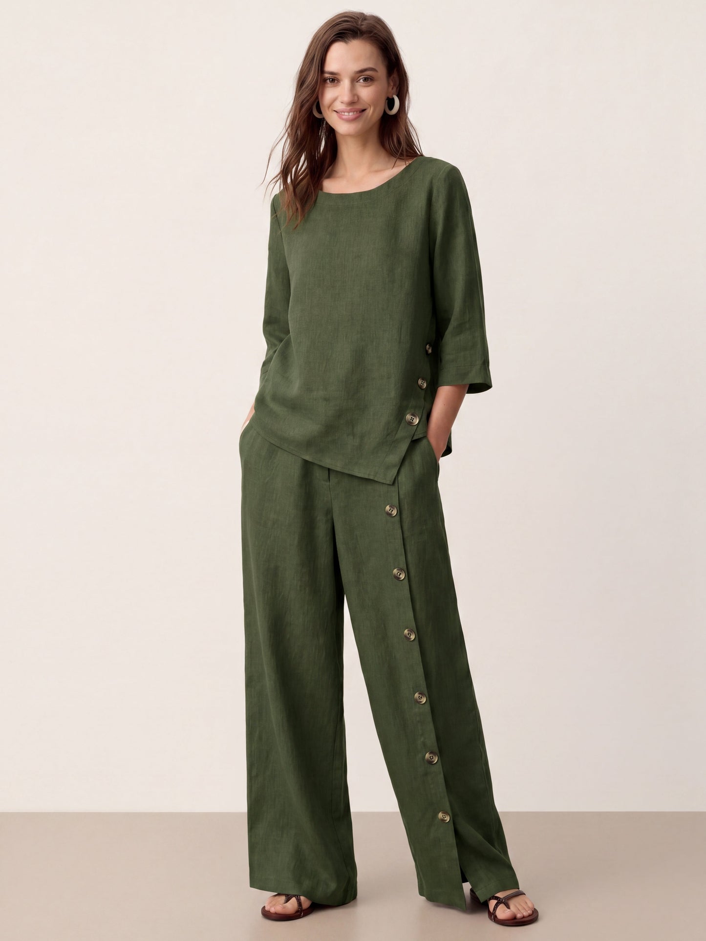 Violette | Women's Linen Top and Trouser Set