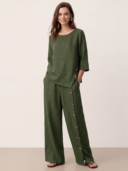 Violette | Women's Linen Top and Trouser Set