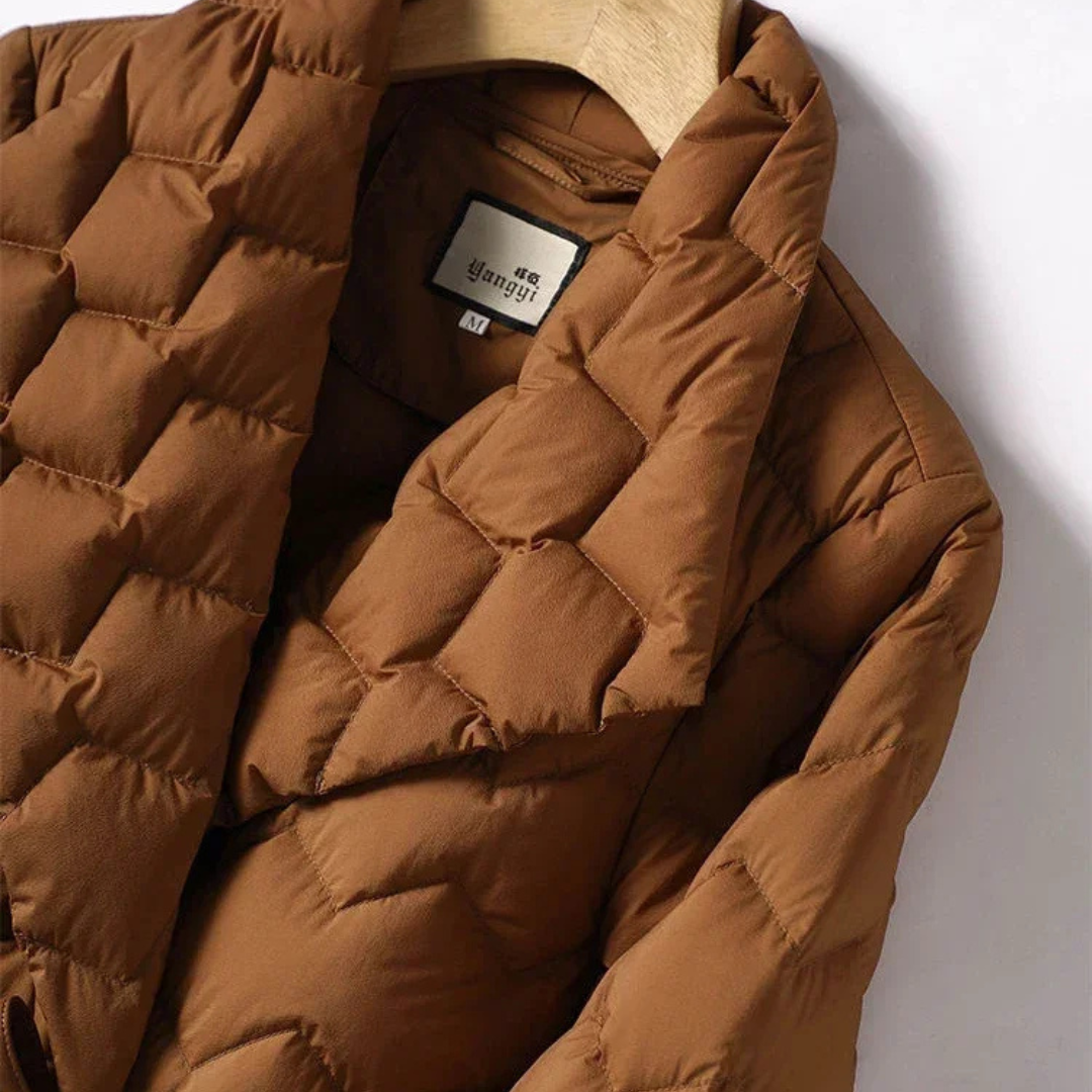 Ingrid | Belted Diamond Quilted Puffer Coat