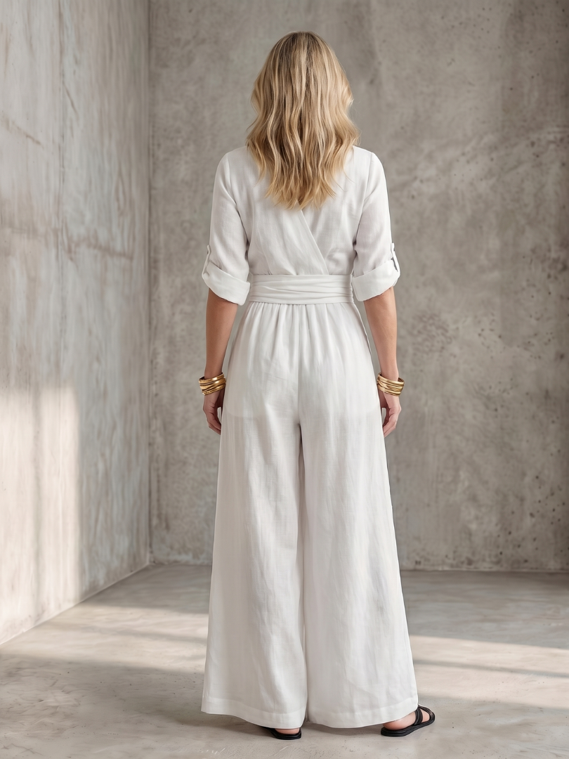 Solene | Women's Cross Front Wide Leg Jumpsuit