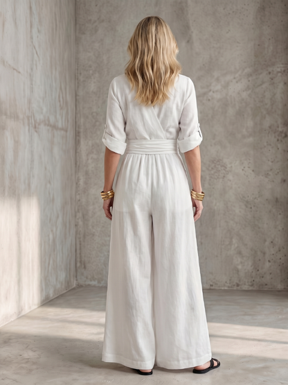 Solene | Women's Cross Front Wide Leg Jumpsuit