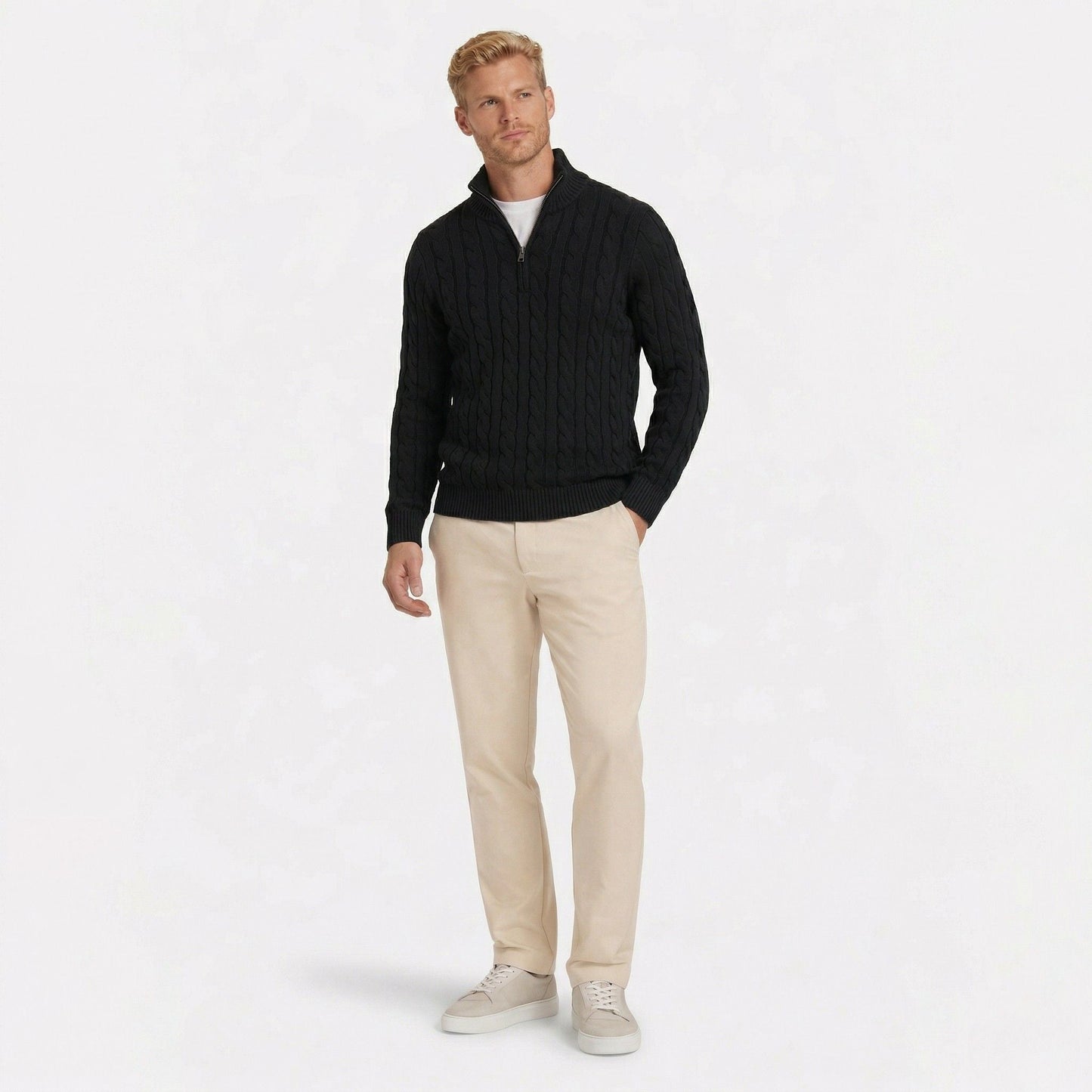 Orvani | Soft Knit Half Zip Sweater Smart Casual