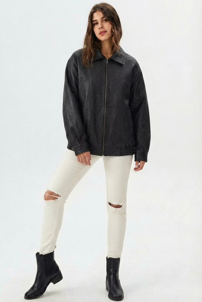 Leonie | Relaxed Fit Faux Leather Jacket