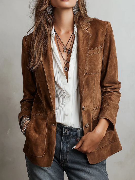 Odile | Button-Down Suede Blazer