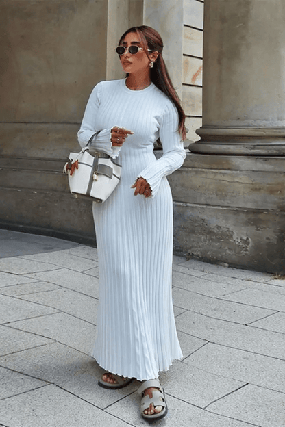 Madelief | Ruffle Hem Long Sleeve Knit Dress