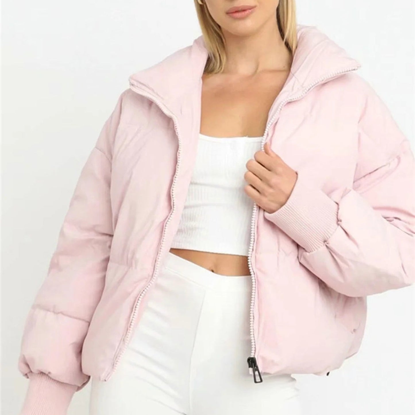 Zuri | Stand Collar Cropped Puffer Jacket