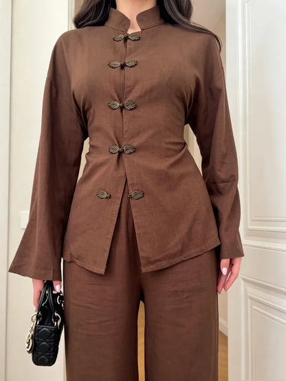 Renee | Lace-Up Linen Co-Ord Set