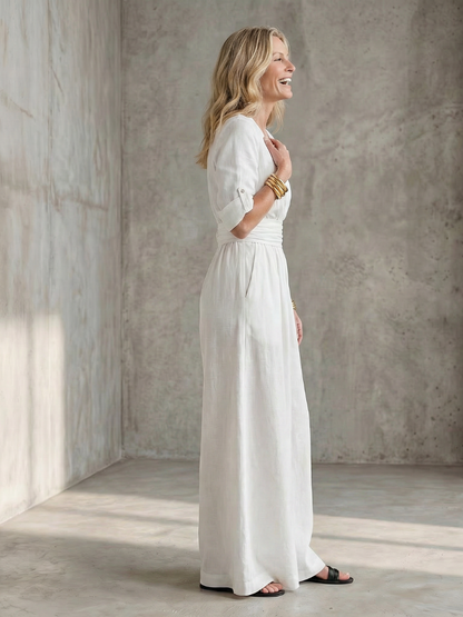 Solene | Women's Cross Front Wide Leg Jumpsuit