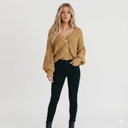 Evelyn | Chunky Knit Button Cardigan