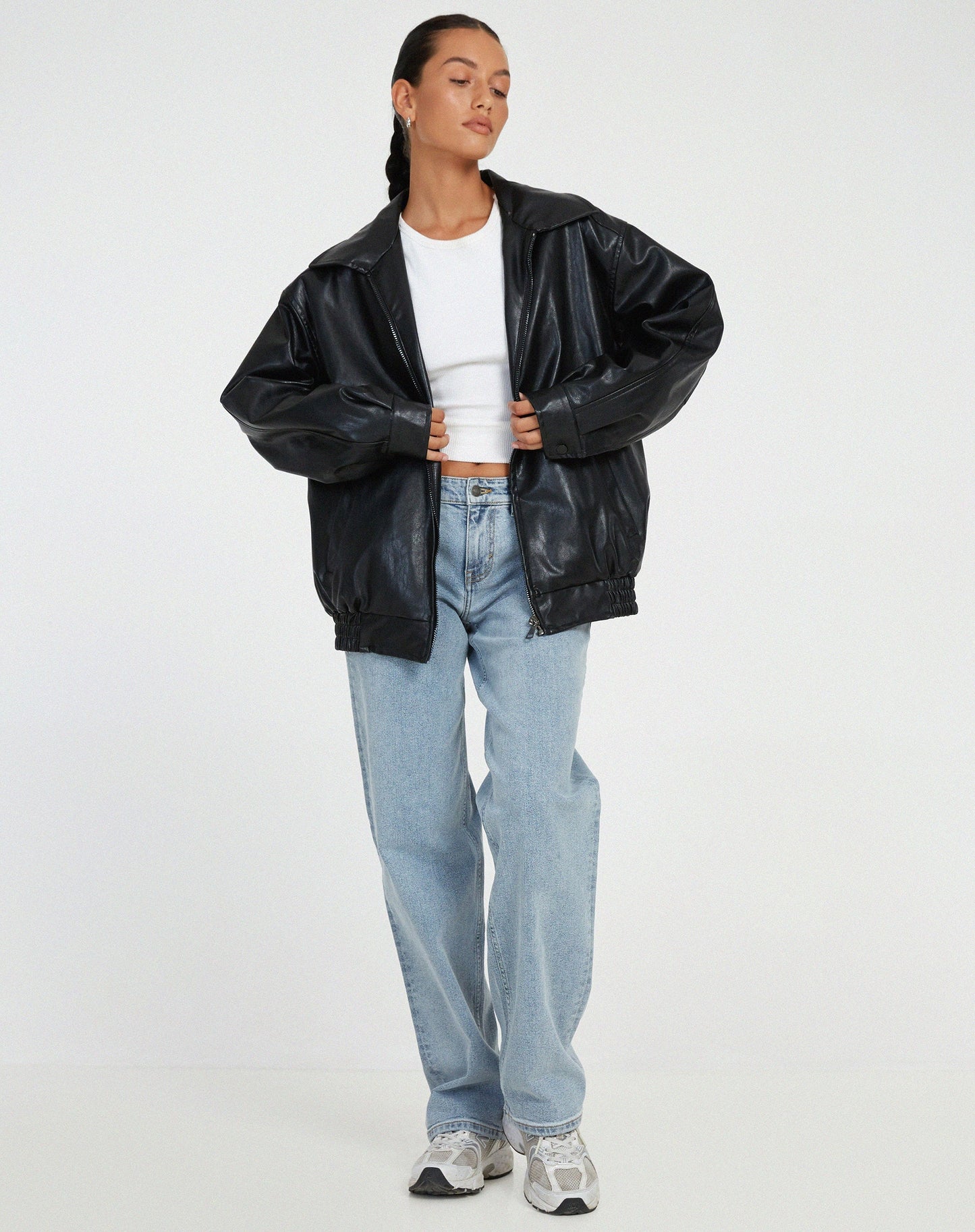 Aurelia | Effortless Leather Bomber Jacket Relaxed Fit