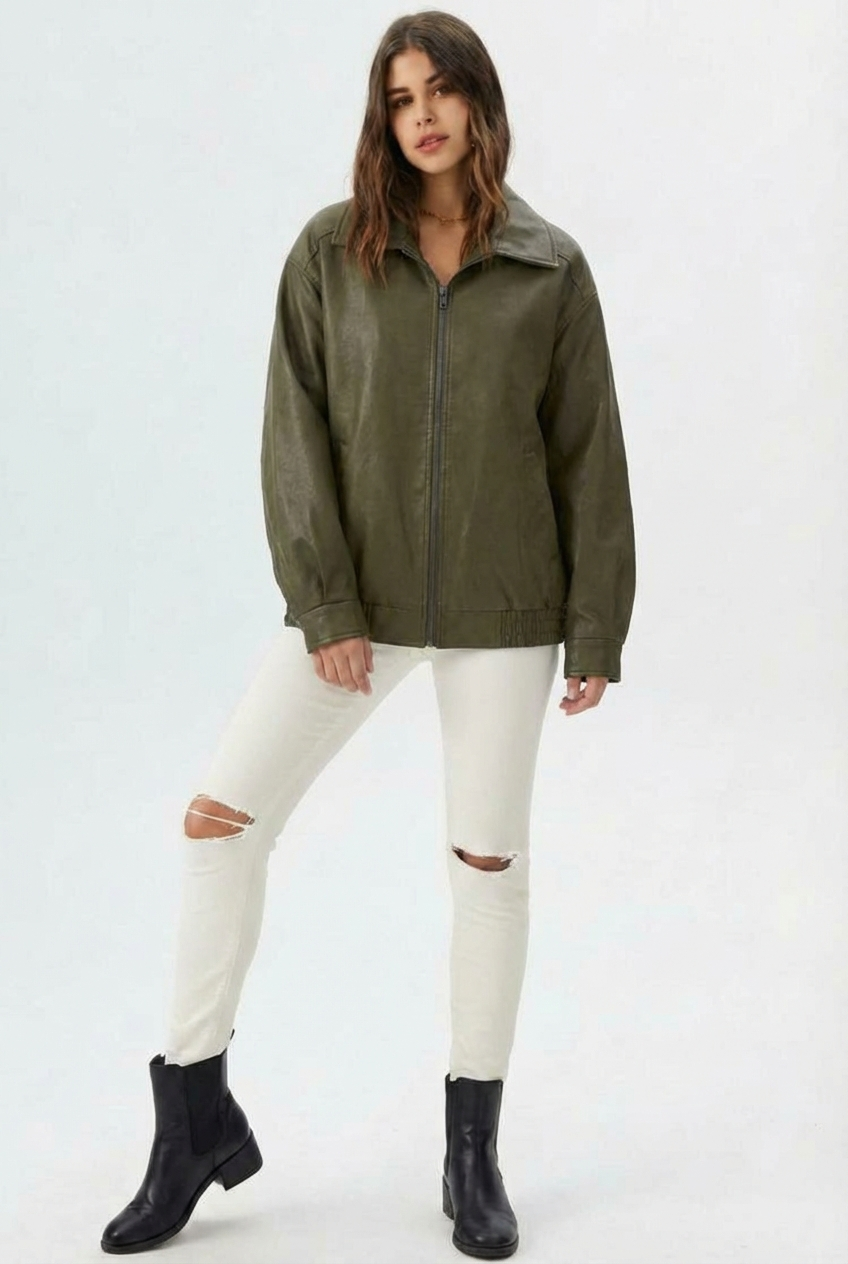 Leonie | Relaxed Fit Faux Leather Jacket