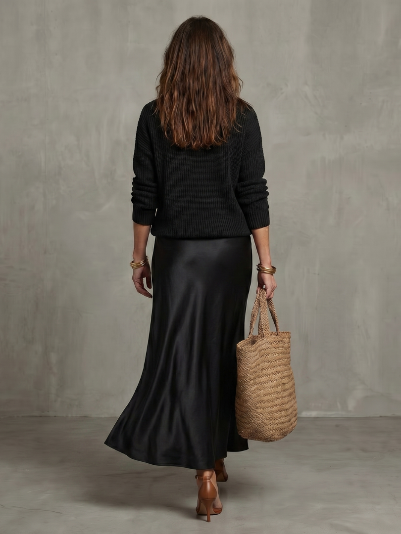 Severine | Women's Knit and Satin Skirt Set