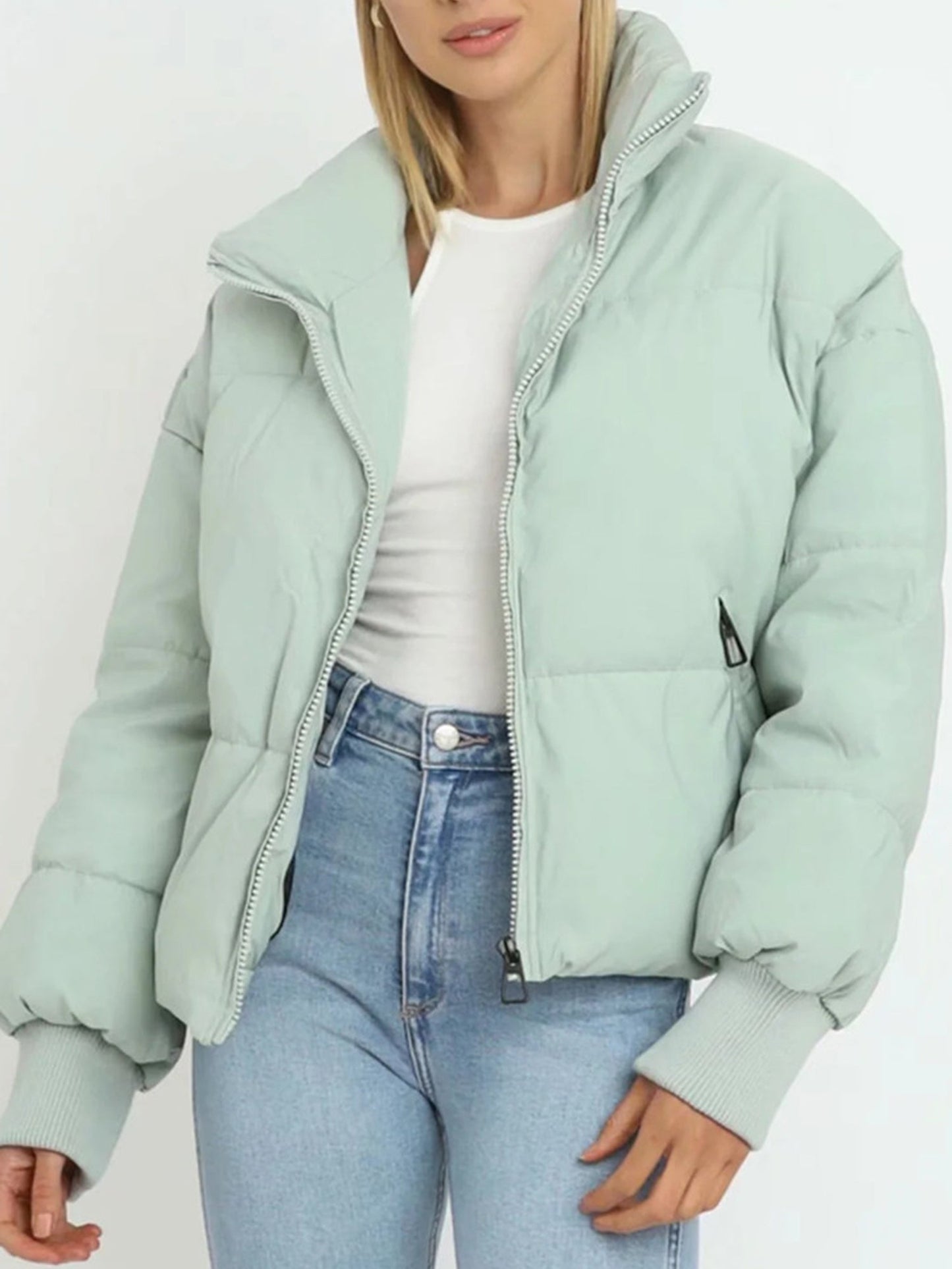 Zuri | Stand Collar Cropped Puffer Jacket