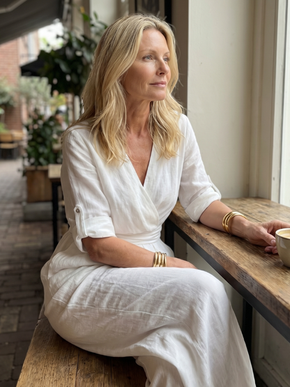 Solene | Women's Cross Front Wide Leg Jumpsuit