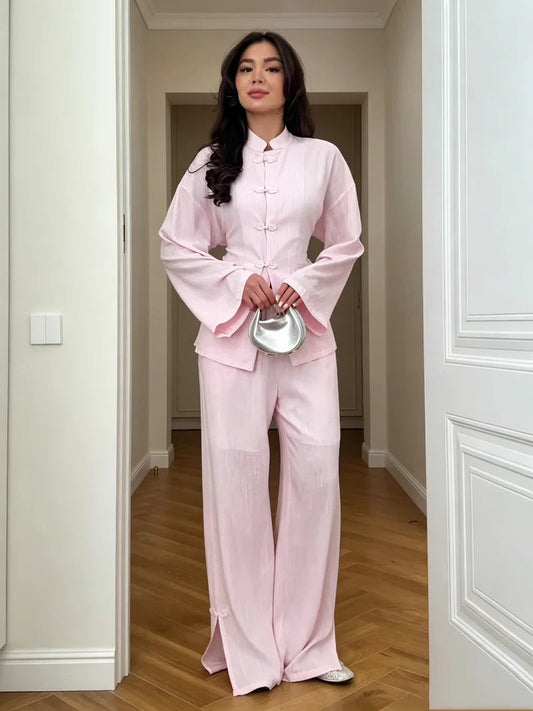 Renee | Lace-Up Linen Co-Ord Set