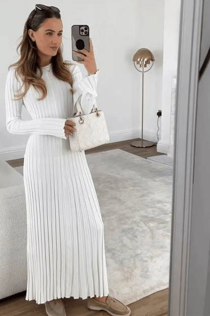 Madelief | Ruffle Hem Long Sleeve Knit Dress