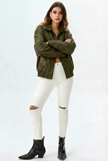 Leonie | Relaxed Fit Faux Leather Jacket