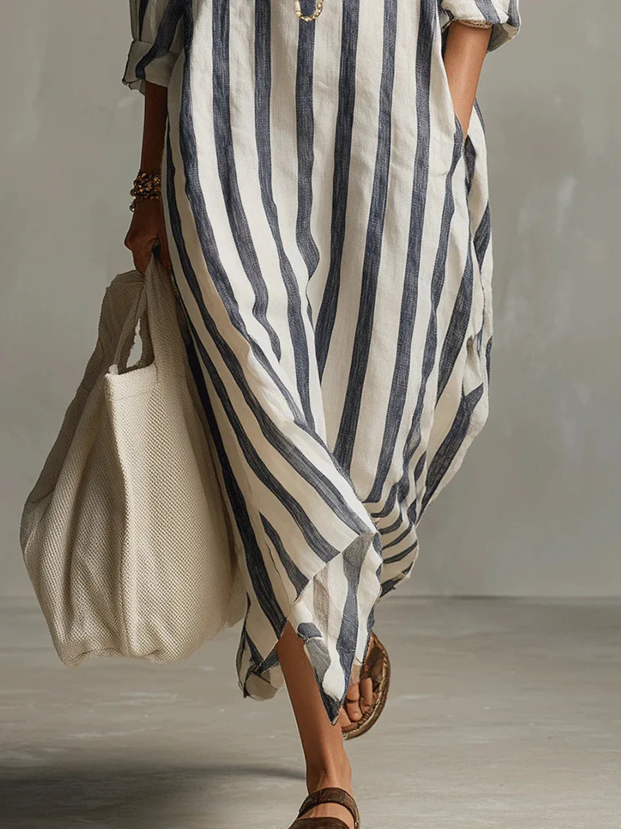 Heloise | Women's Striped Linen Shirt Dress