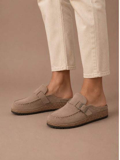 Victoire | Suede Buckle Mule Clogs