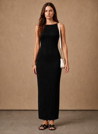 Isabelle | Textured Slim-Fit Sleeveless Maxi Dress