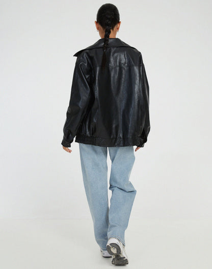 Aurelia | Effortless Leather Bomber Jacket Relaxed Fit