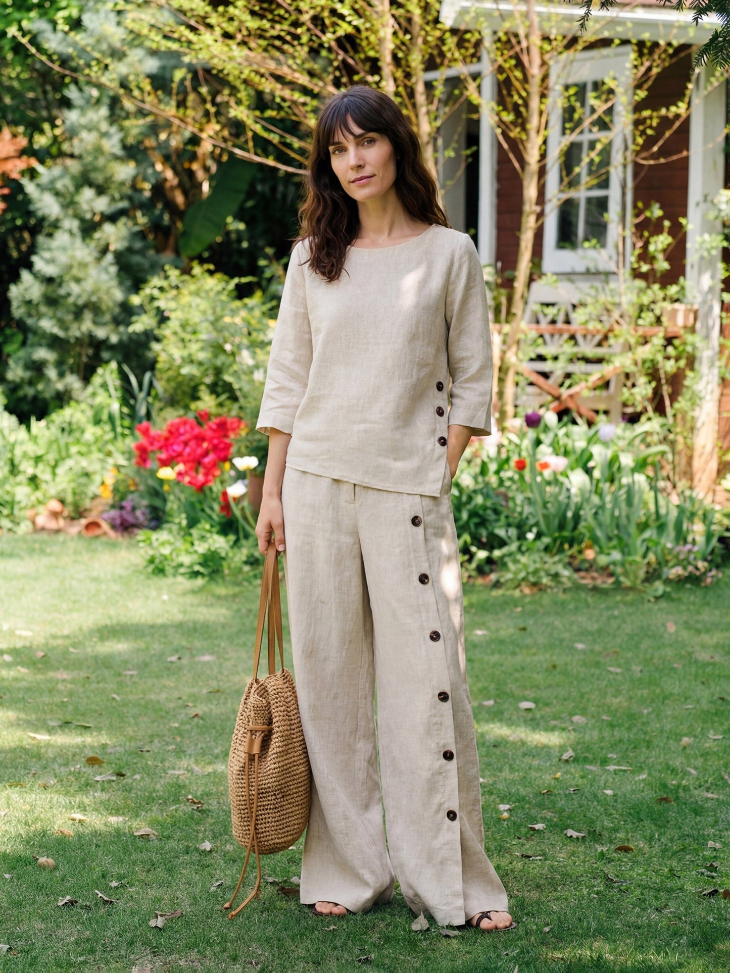 Violette | Women's Linen Top and Trouser Set