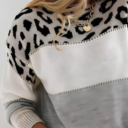Cheyenne | Leopard Colour Block Knit Sweater