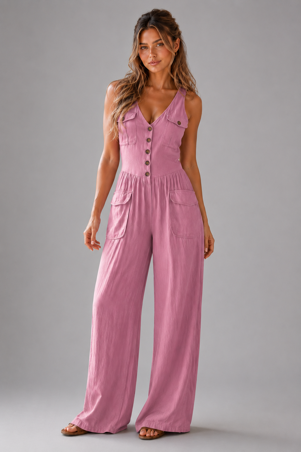Ombeline | Women's Sleeveless Wide Leg Jumpsuit
