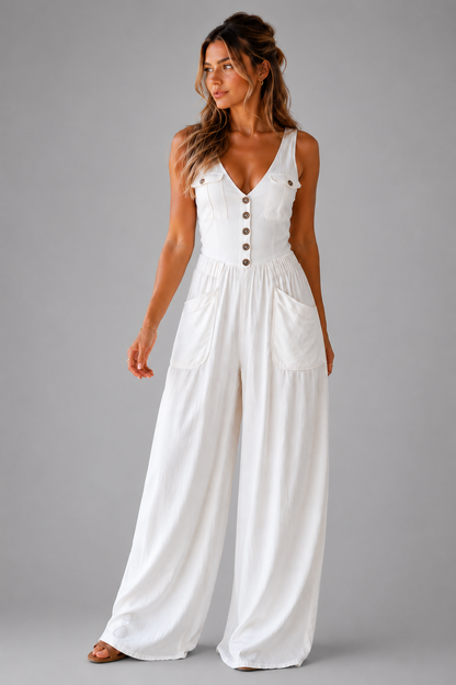 Ombeline | Women's Sleeveless Wide Leg Jumpsuit