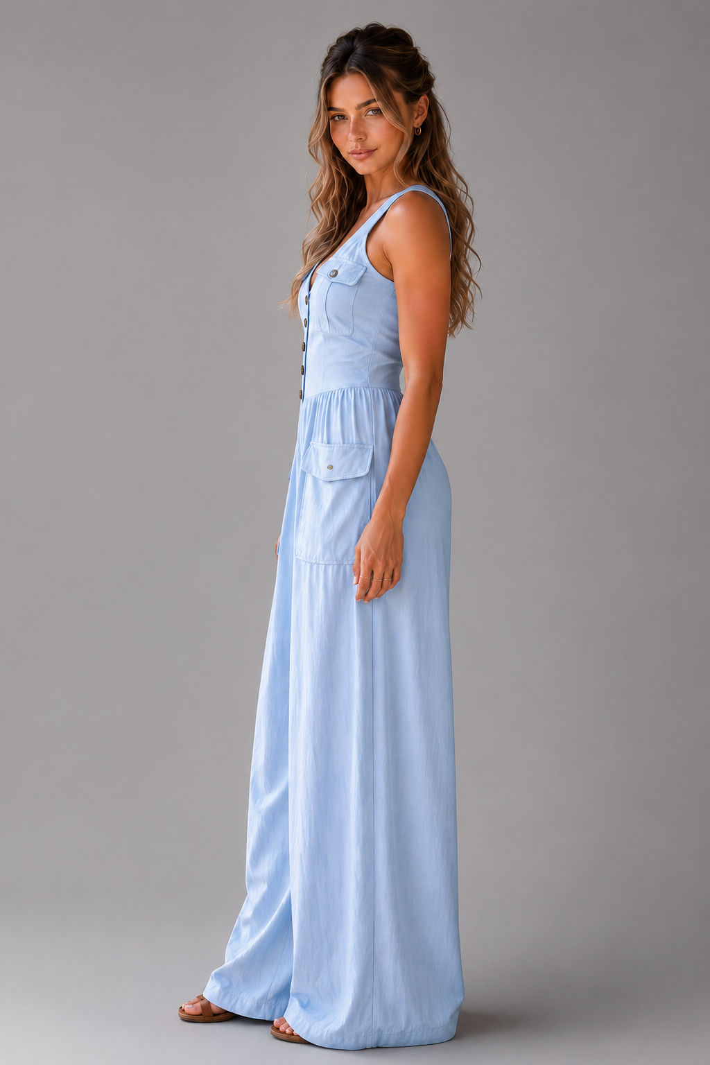 Ombeline | Women's Sleeveless Wide Leg Jumpsuit