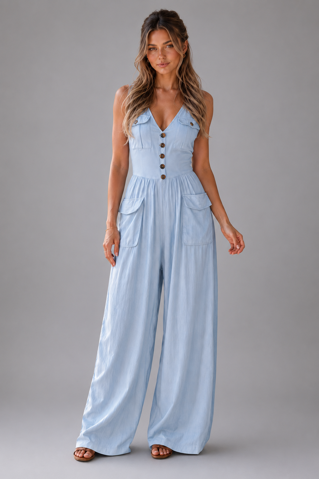 Ombeline | Women's Sleeveless Wide Leg Jumpsuit