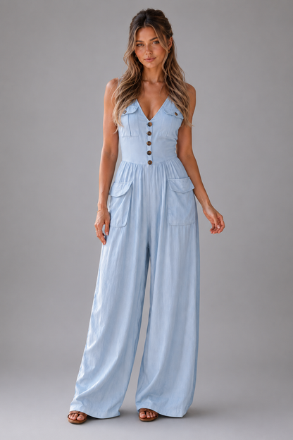 Ombeline | Women's Sleeveless Wide Leg Jumpsuit