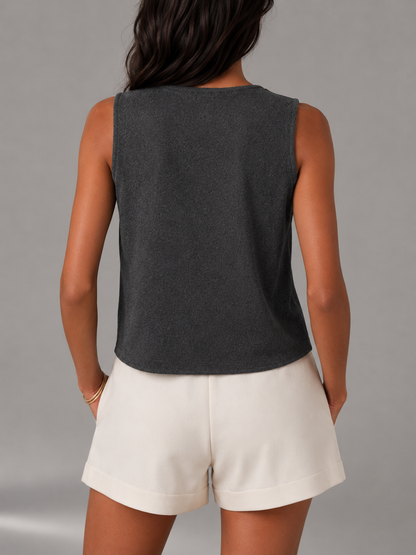 Sylvie | V-Neck Button-Front Sleeveless Knit Vest