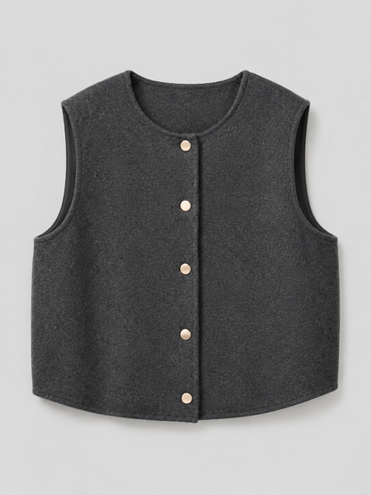 Sylvie | V-Neck Button-Front Sleeveless Knit Vest