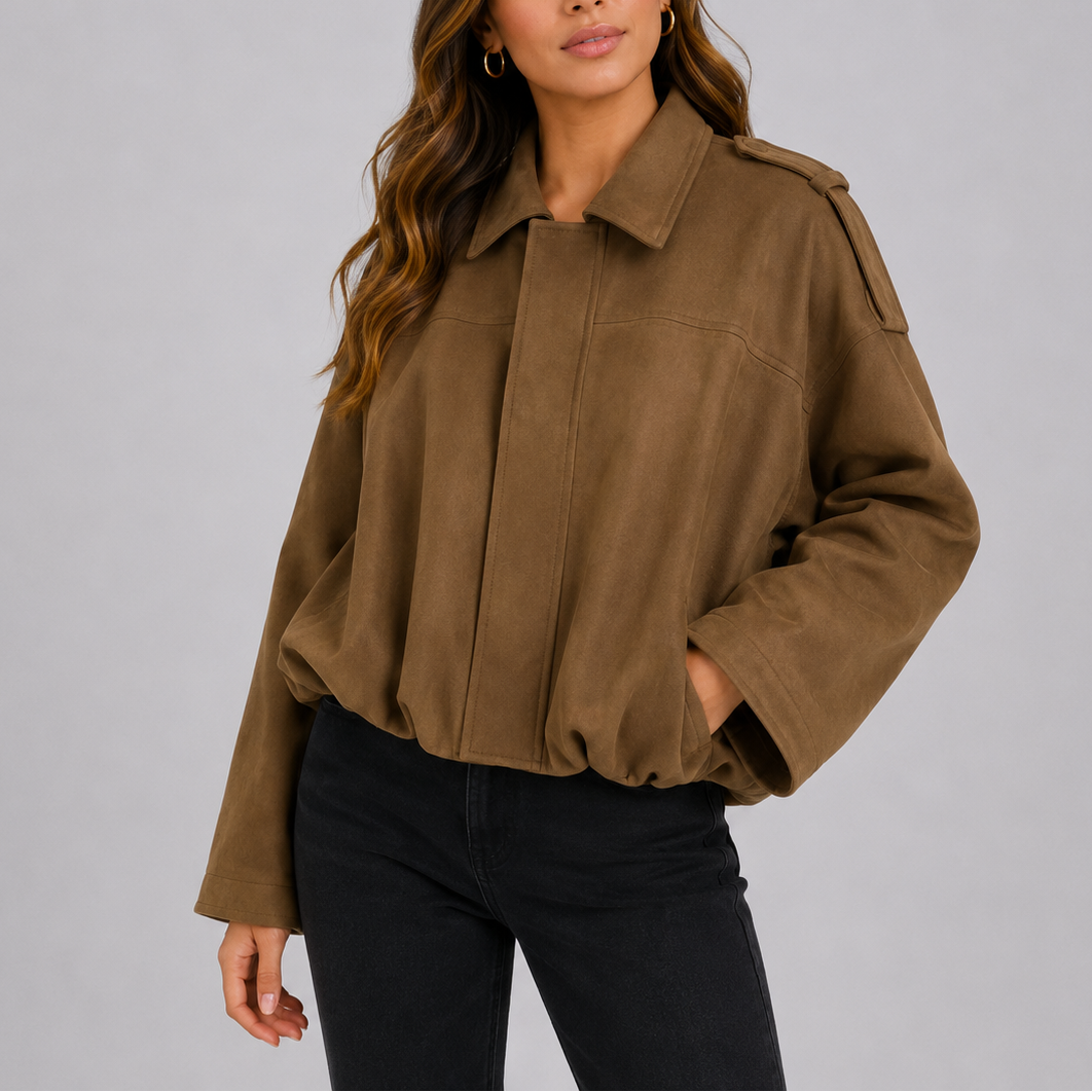 Leontine | Oversized Suede Bomber Jacket