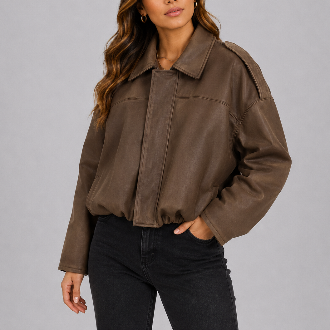 Leontine | Oversized Suede Bomber Jacket