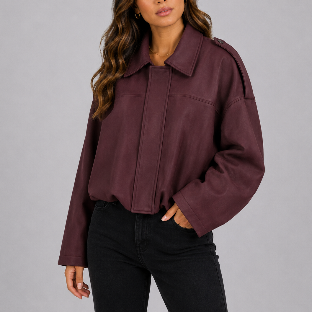 Leontine | Oversized Suede Bomber Jacket