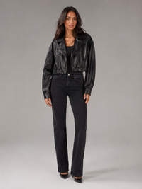 Cosette | Women's Cropped Faux Leather Biker Jacket