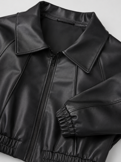 Cosette | Women's Cropped Faux Leather Biker Jacket