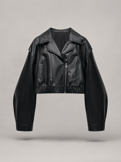 Cosette | Women's Cropped Faux Leather Biker Jacket