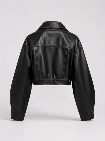 Cosette | Women's Cropped Faux Leather Biker Jacket