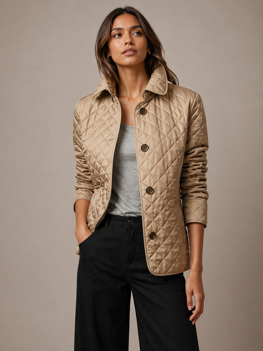 Arlisse | Diamond Quilted Button Through Jacket