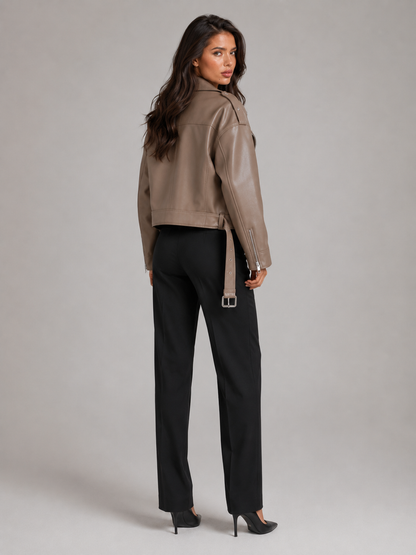 Honorine | Women's Oversized Faux Leather Biker Jacket