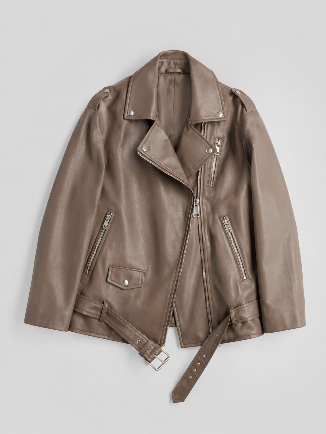 Honorine | Women's Oversized Faux Leather Biker Jacket