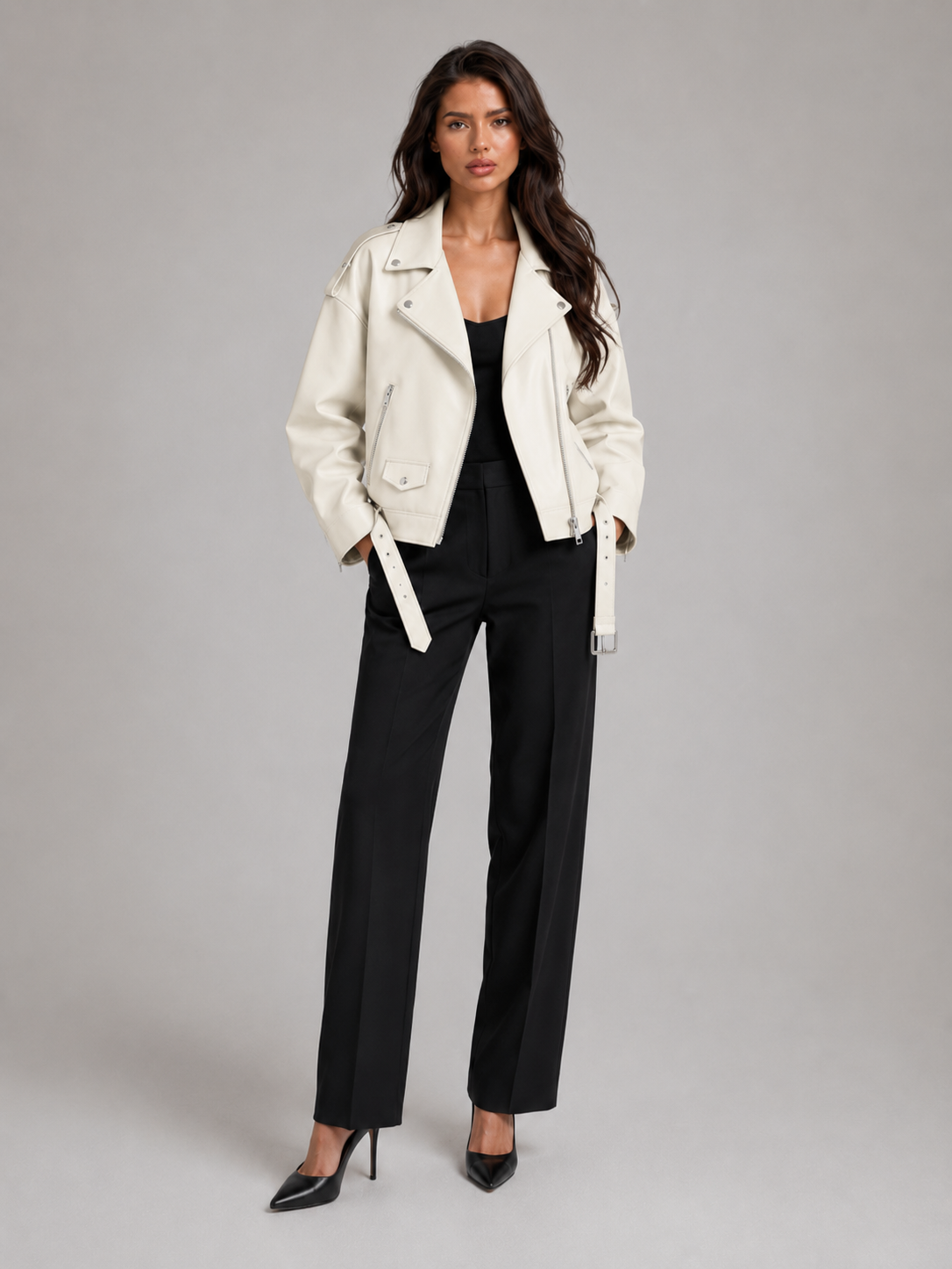 Honorine | Women's Oversized Faux Leather Biker Jacket