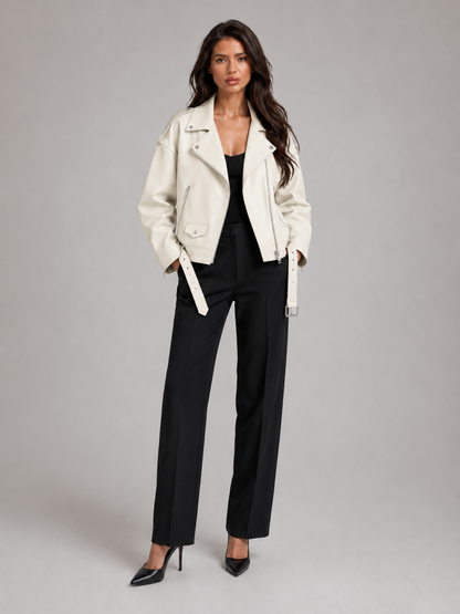 Honorine | Women's Oversized Faux Leather Biker Jacket