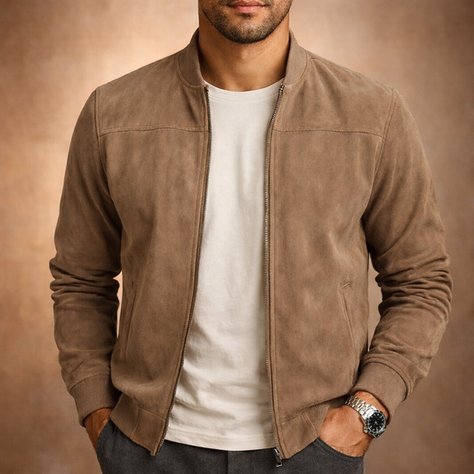 Lucien | Suede Full-Zip Bomber Jacket